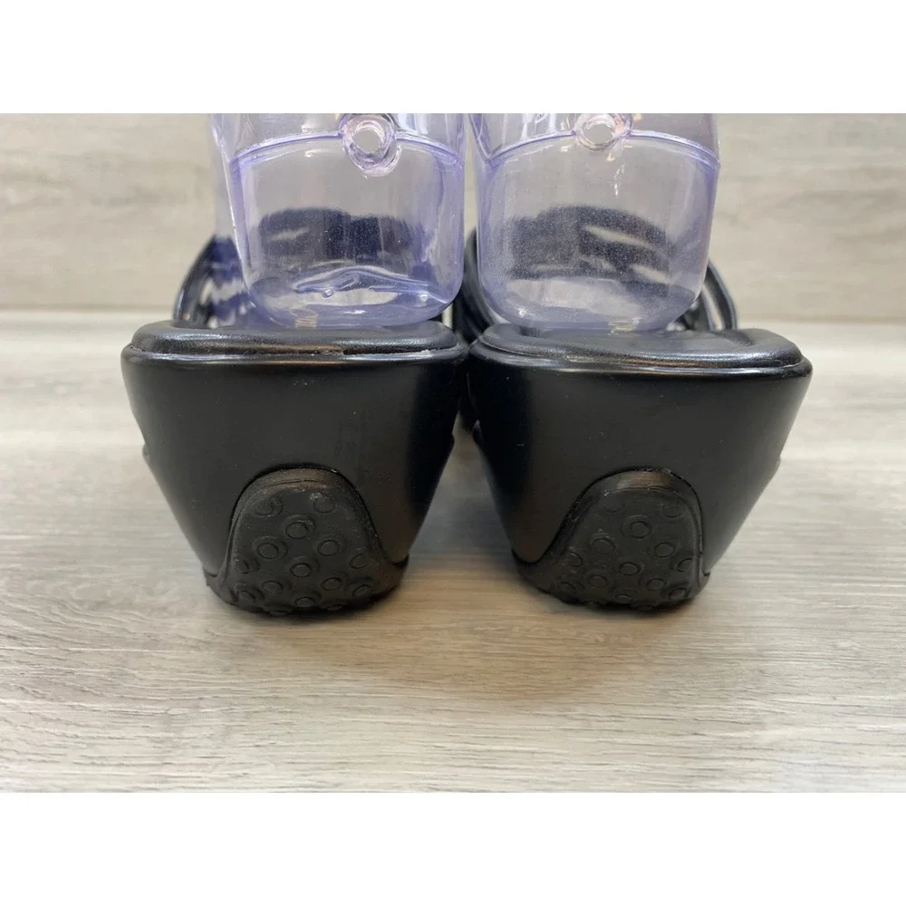 Cole Haan Nike Air Women's Sandals Black Leather Strappy Wedge Studded Slides 7